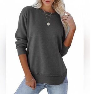 Shewin Sweatshirt Pullover Crewneck Exposed Seams Gray Women's Size 2XL NEW